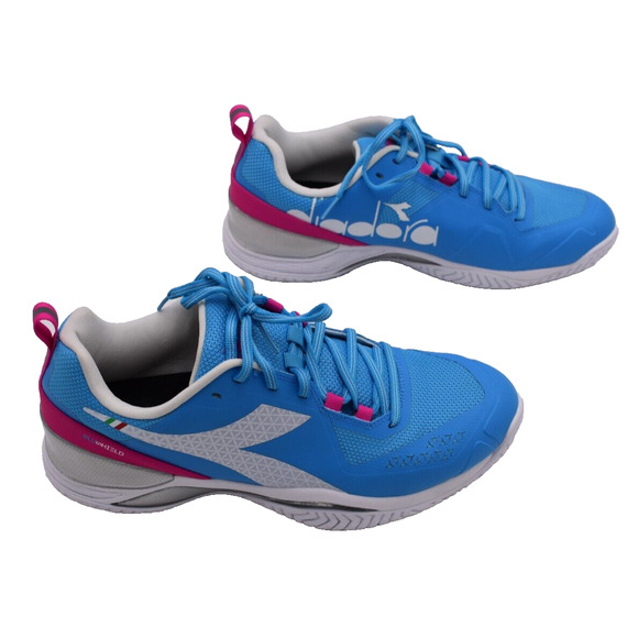 DIADORA Blushield Torneo Blue & White Lace Up Sneakers Shoes | Womens 10 - Picture 3 of 8